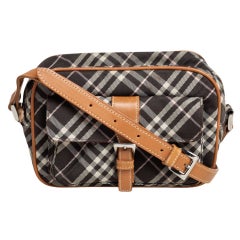 Burberry Blue Label Beige/Dark Brown Nova Check Canvas and Leather Front Pocket