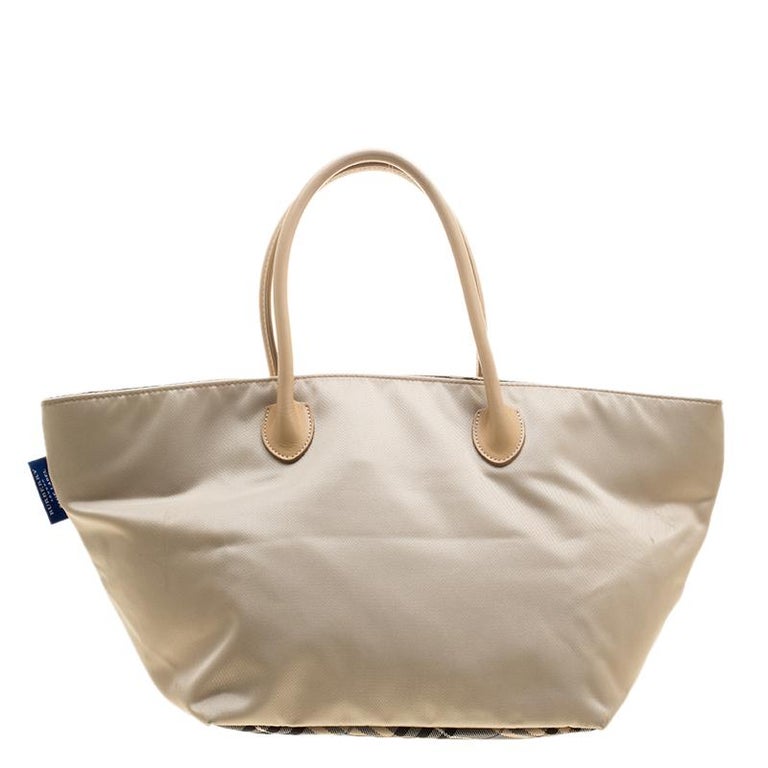 Burberry Blue Label Beige Nylon Tote For Sale at 1stDibs