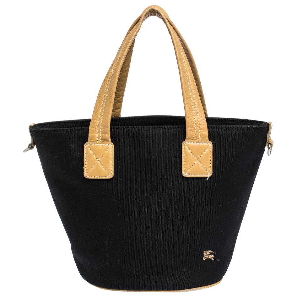 Burberry Blue Label Black Canvas and Leather Tote