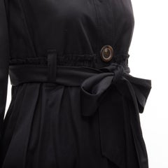 BURBERRY BLUE LABEL Schwarzer Trenchcoat mit ausgestelltem Gürtel aus Baumwolle mit Rüschen IT36 XS