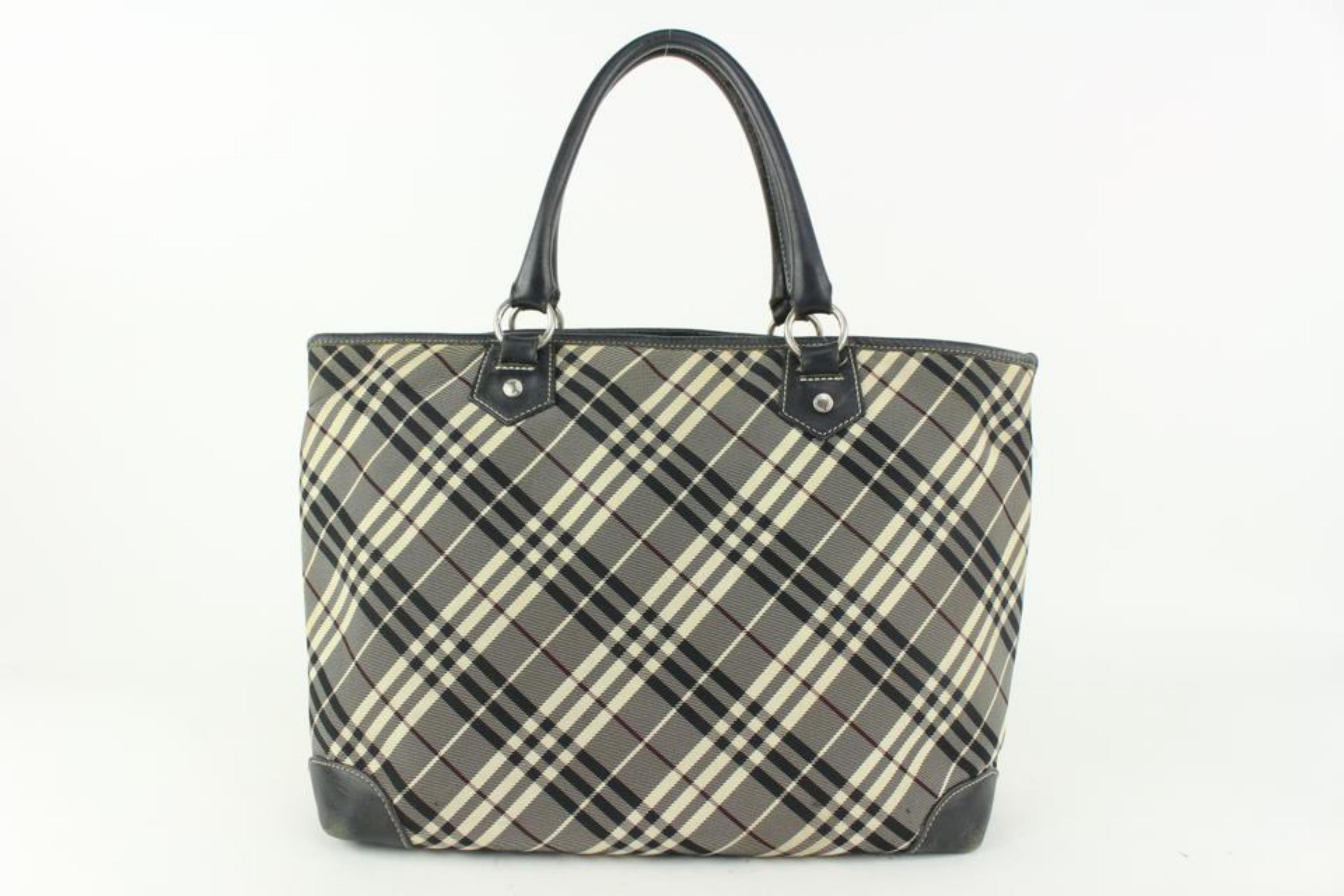Burberry Blue Label Black Nova Check Smoke Shopper Tote Grey ...