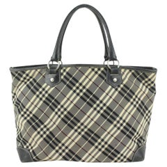 NEW Burberry Blue Printed Monogram Logo E-canvas Beach Tote Shoulder Bag  For Sale at 1stDibs