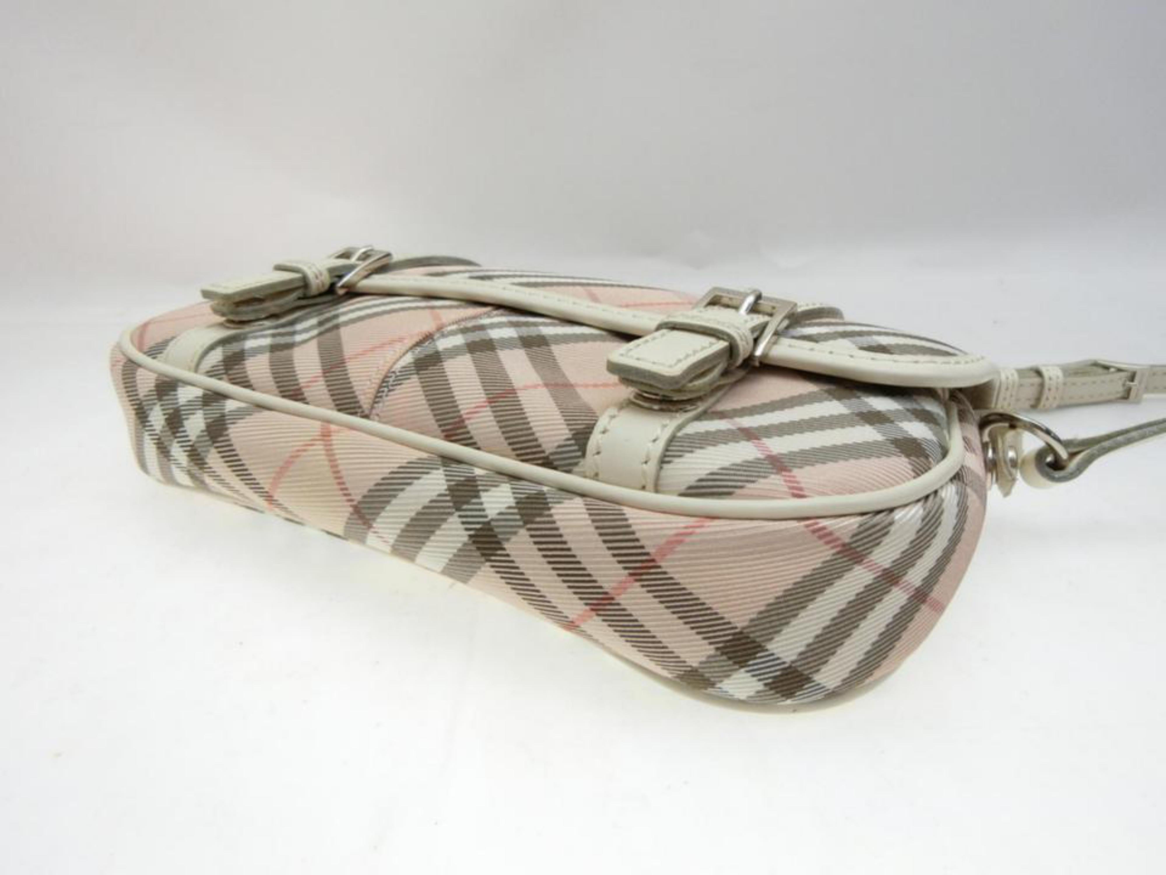 Burberry Blue Label Nova Check 231788 Pink Canvas Cross Body Bag For Sale 2