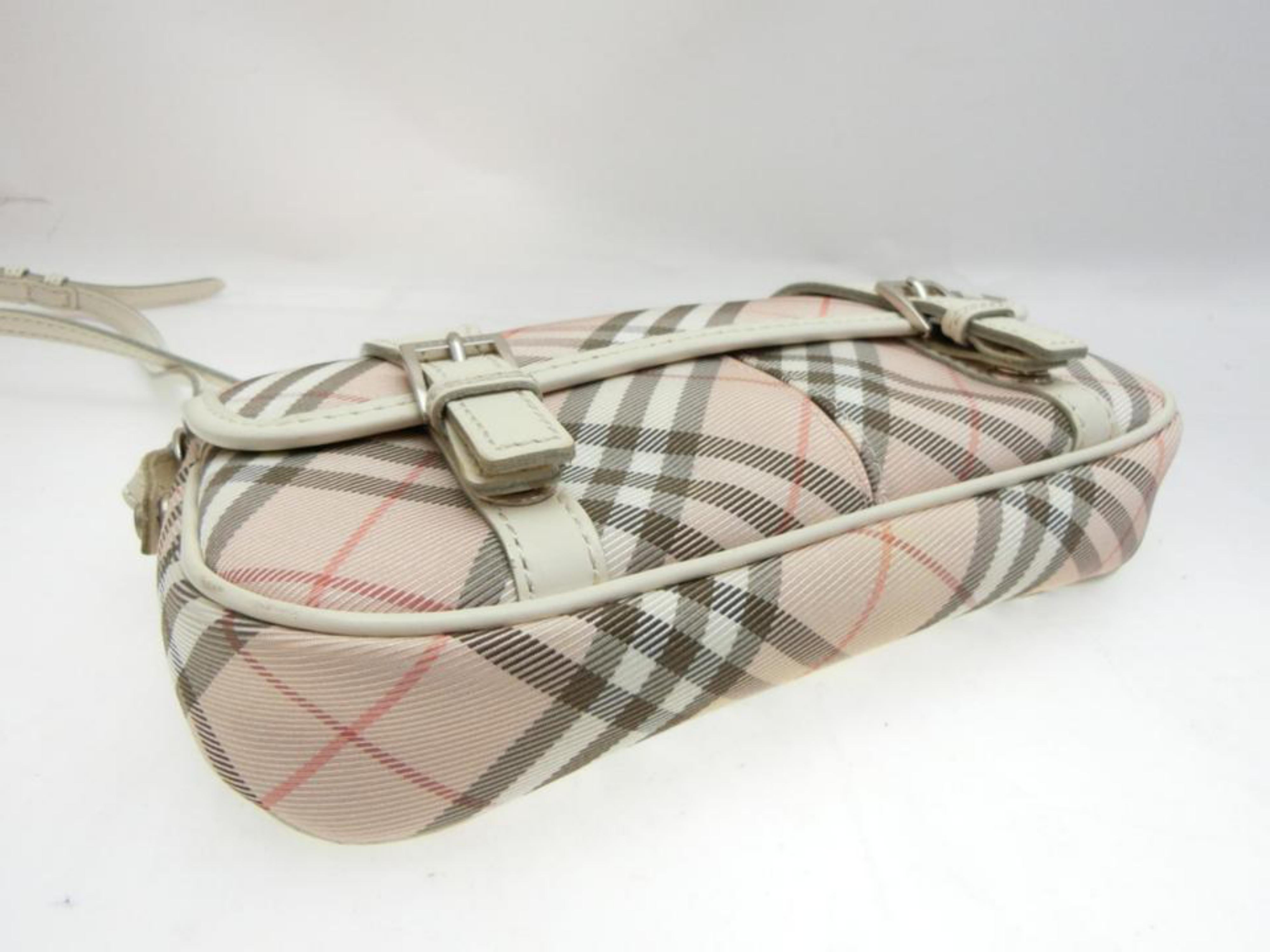 Burberry Blue Label Nova Check 231788 Pink Canvas Cross Body Bag For Sale 1