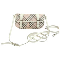 Burberry Blue Label Nova Check 231788 Pink Canvas Cross Body Bag