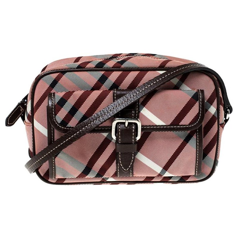 Burberry Blue Label Red Nova Check Canvas and Leather Front Pocket  Crossbody Bag For Sale at 1stDibs