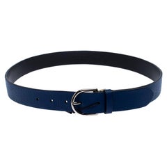 Burberry Blue Leather Alex Buckle Belt 90CM