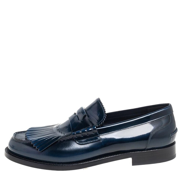 Tapered blu College Penny Loafers in leather for men