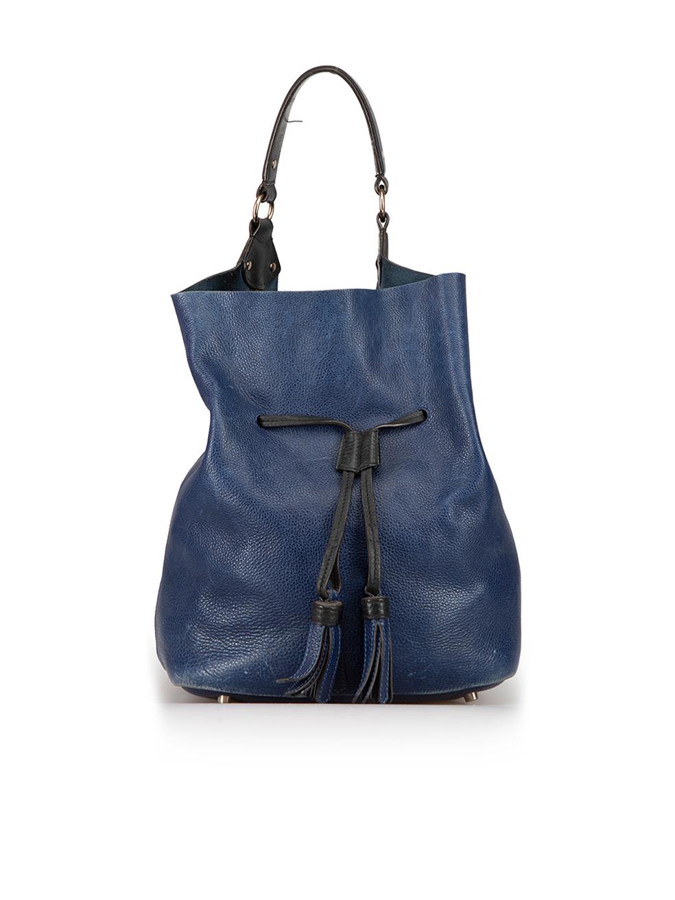 Burberry Blue Leather Bucket Bag In Good Condition For Sale In London, GB