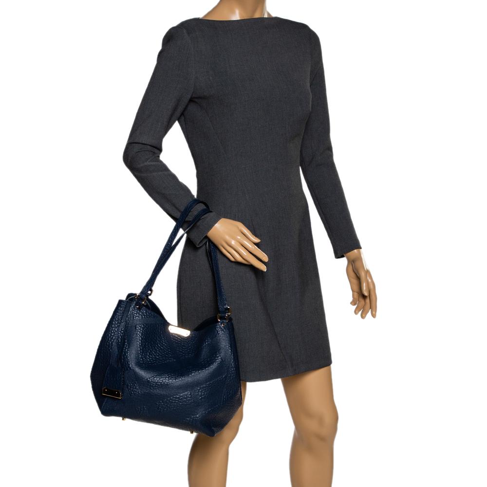 Black Burberry Blue Leather Canterbury Tote
