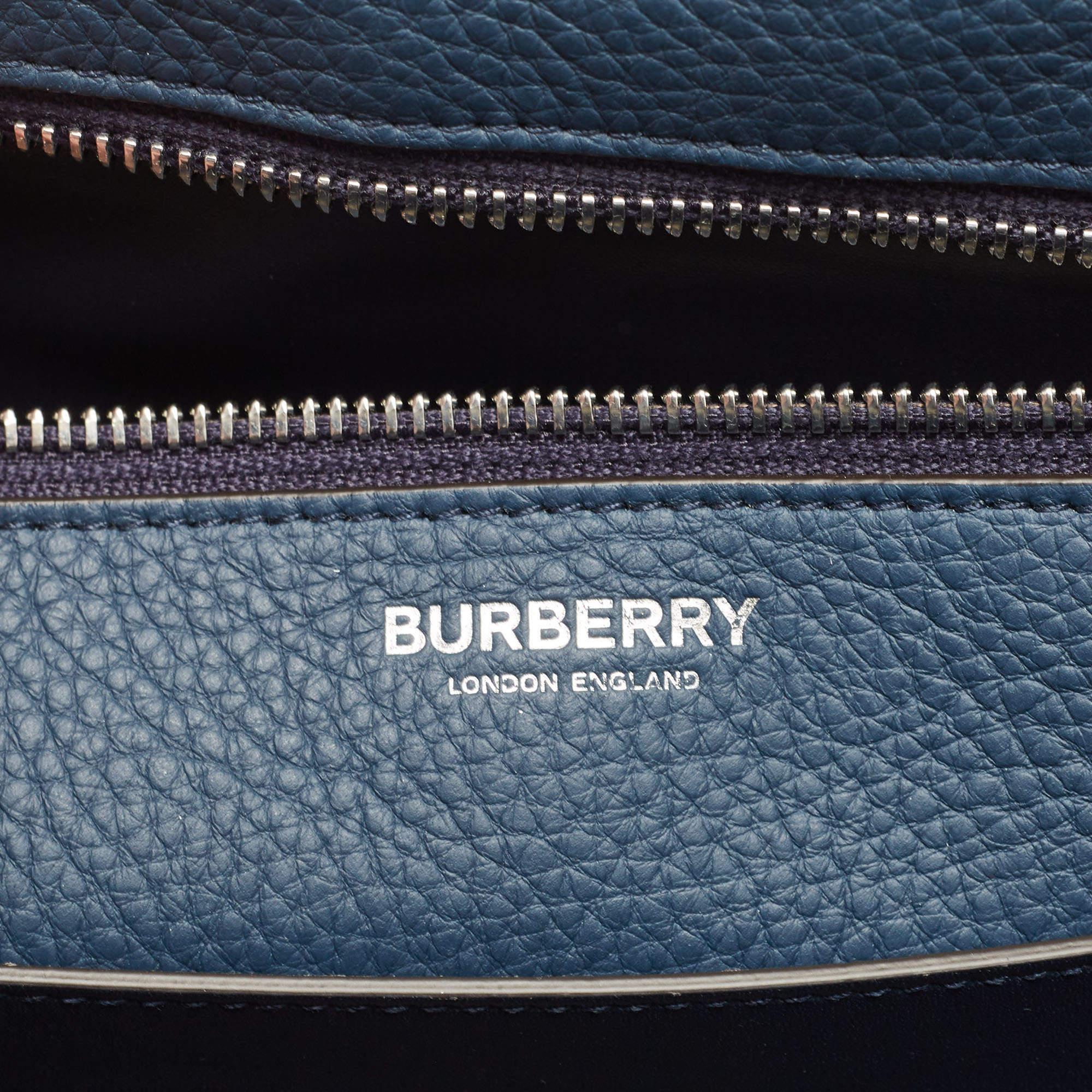 Burberry Blue Leather Large Pocket Messenger Bag 6