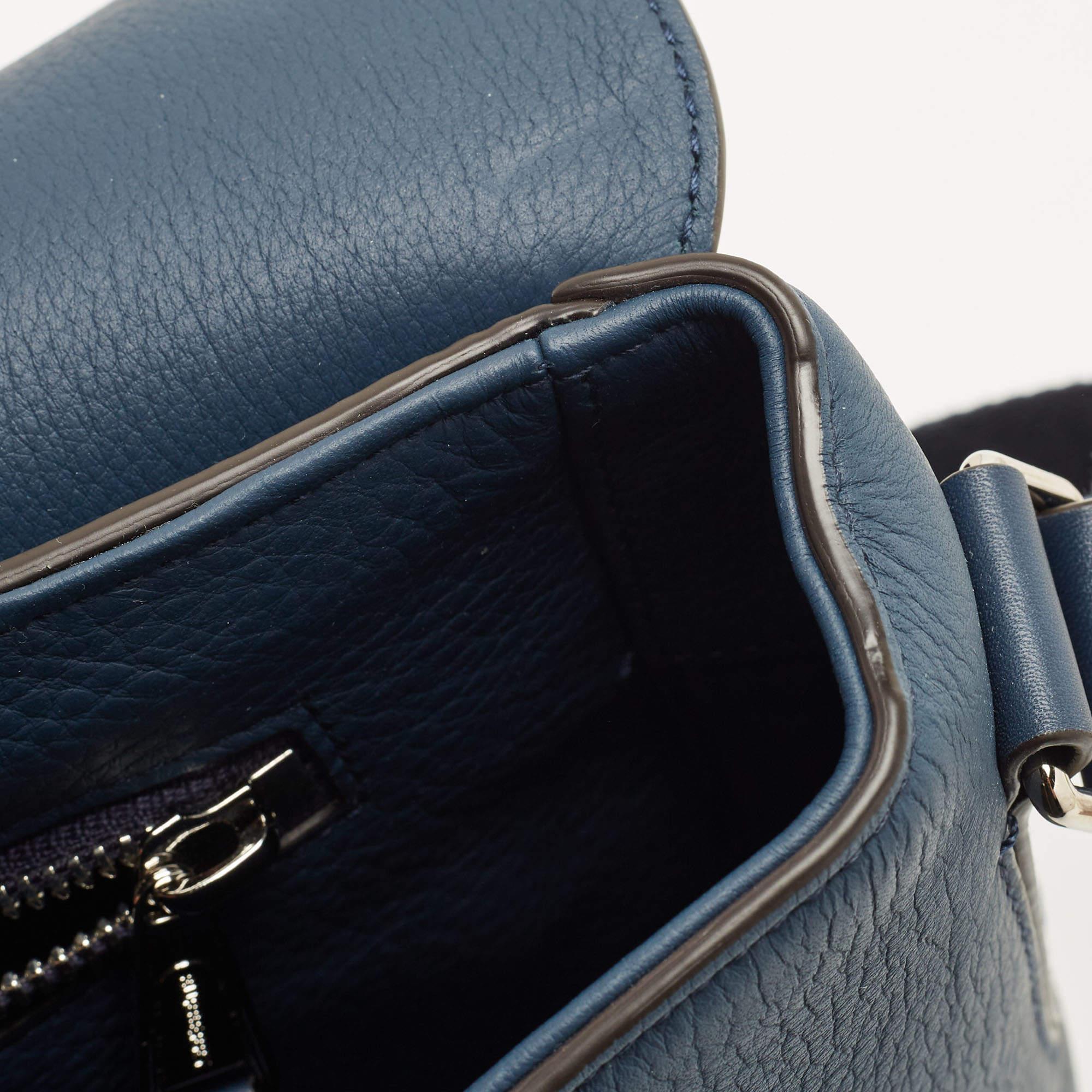 Burberry Blue Leather Large Pocket Messenger Bag 7