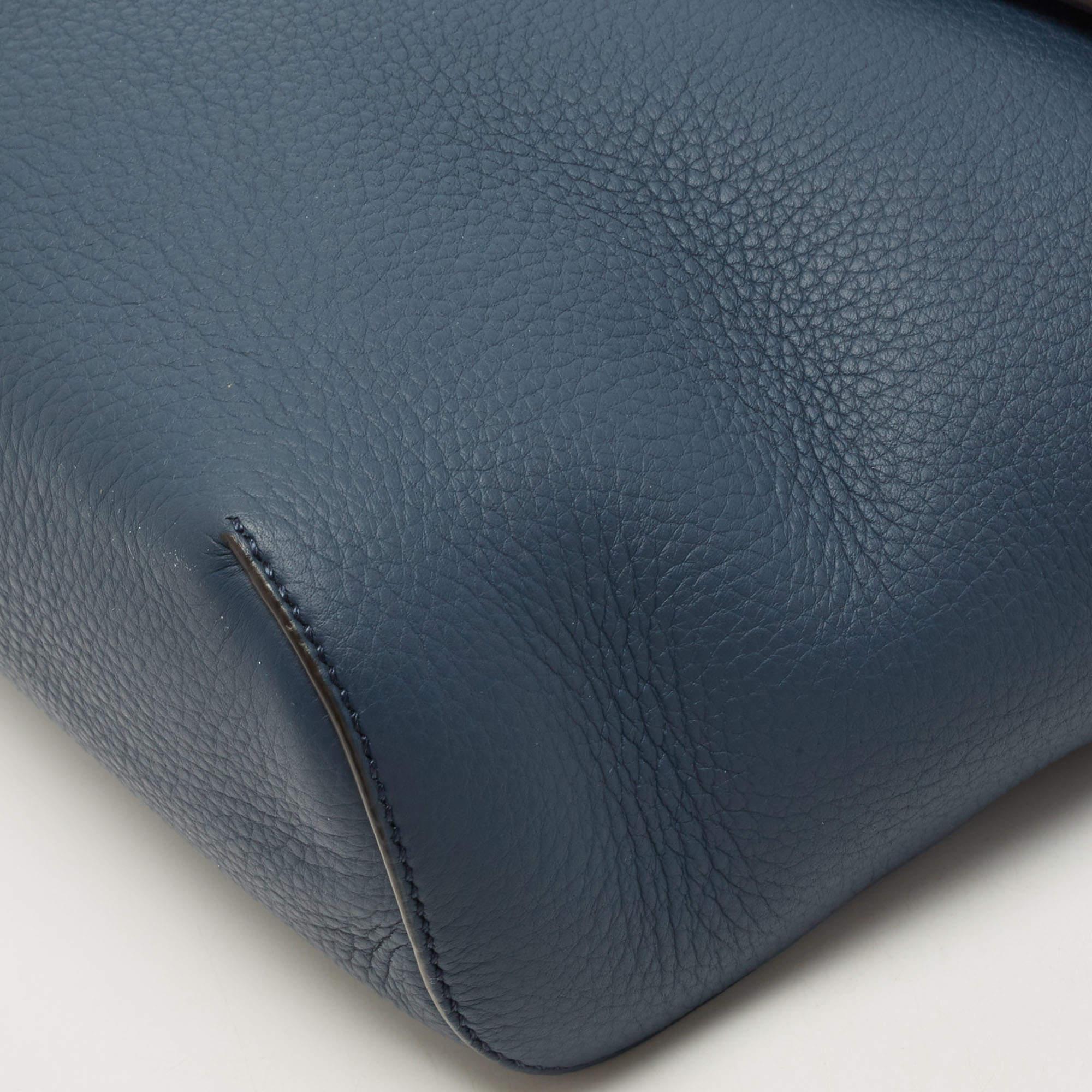 Burberry Blue Leather Large Pocket Messenger Bag 9