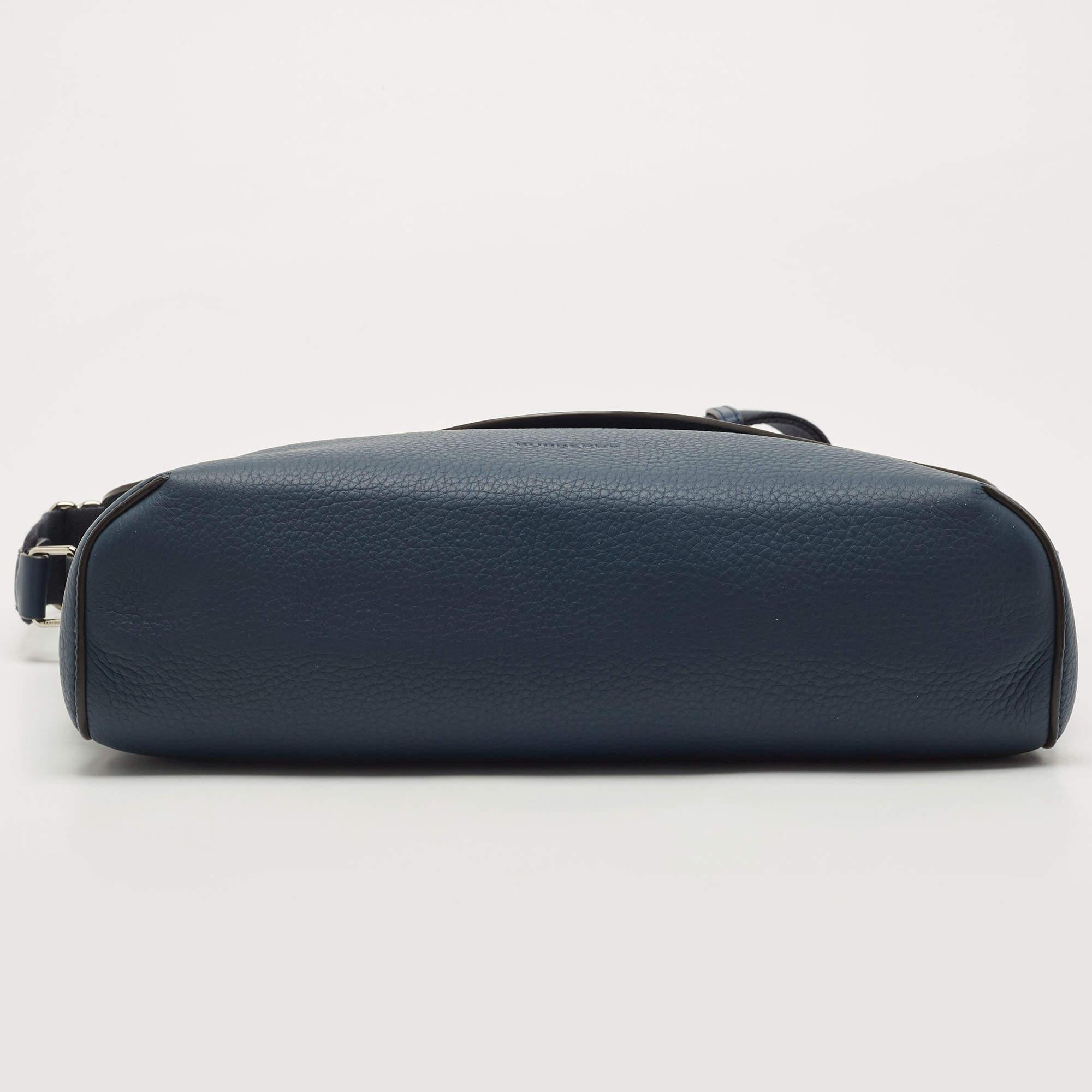 Women's Burberry Blue Leather Large Pocket Messenger Bag
