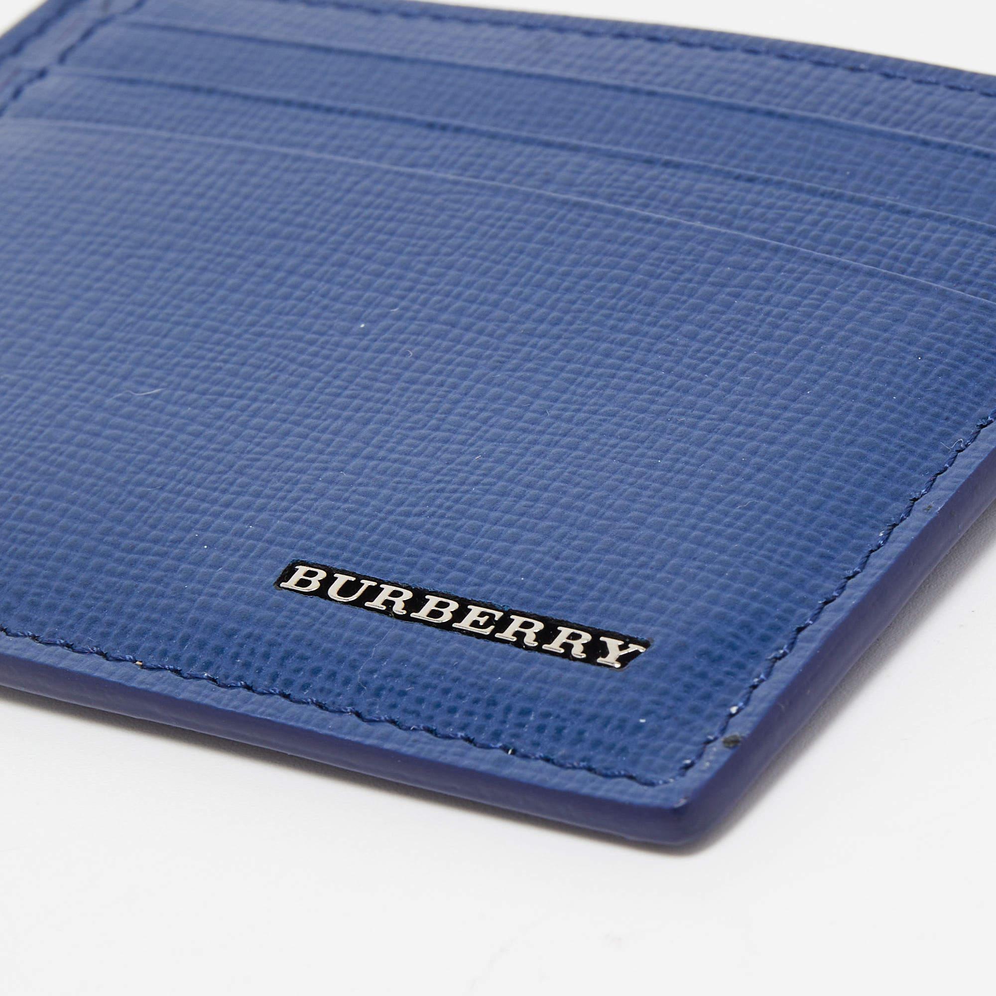 Burberry Blue Leather Logo Card Holder 1