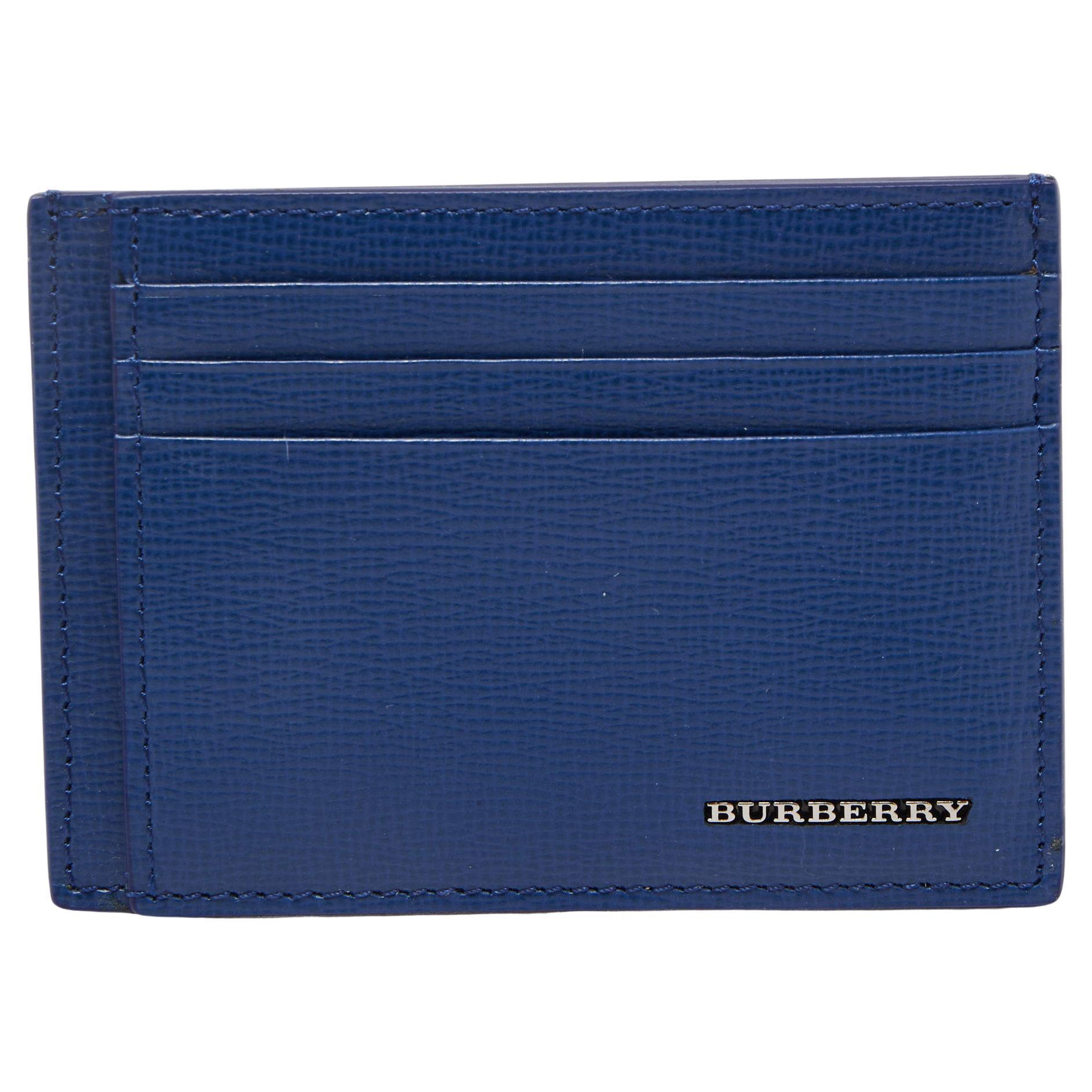 Burberry Blue Leather Logo Card Holder