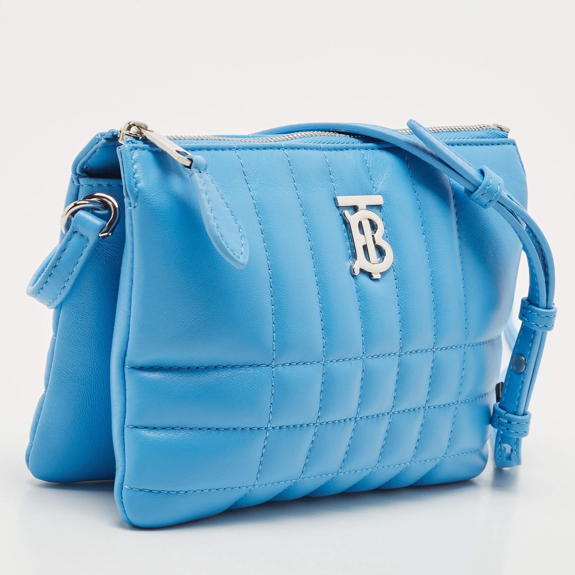 Women's Burberry Blue Leather Lola Double Pouch