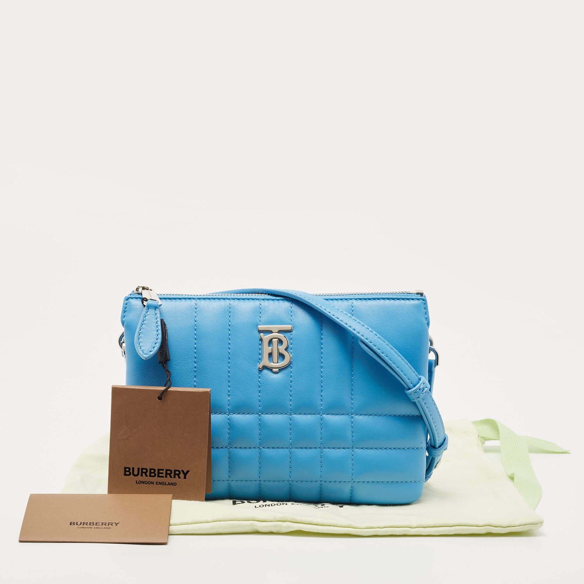 Burberry Blue Leather Lola Double Pouch 2