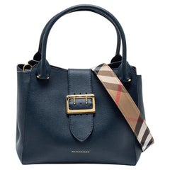 Burberry Blue Leather Medium Buckle Tote