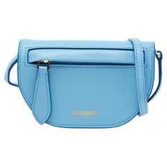 Used Burberry Blue Leather Micro Olympia Crossbody Bag