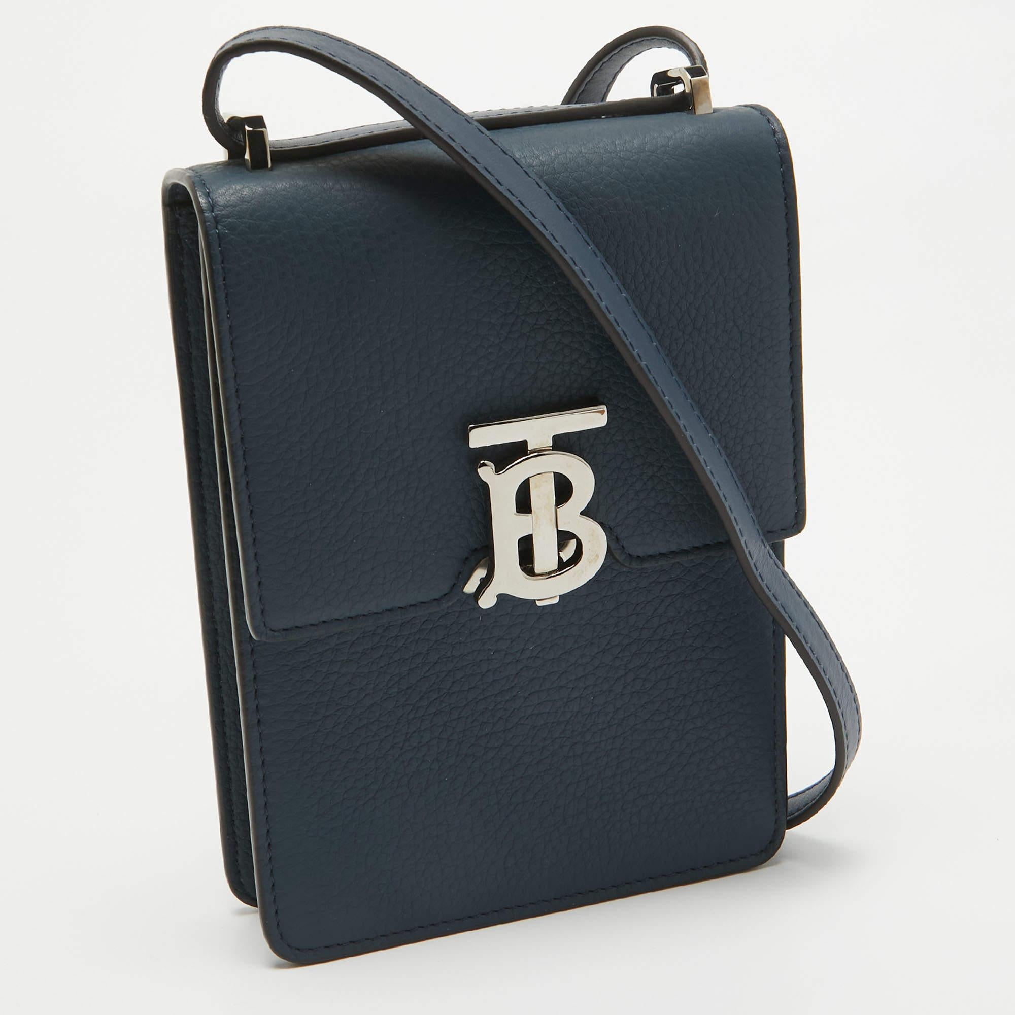 Bolso Crossbody Robin de piel azul de Burberry Negro en venta
