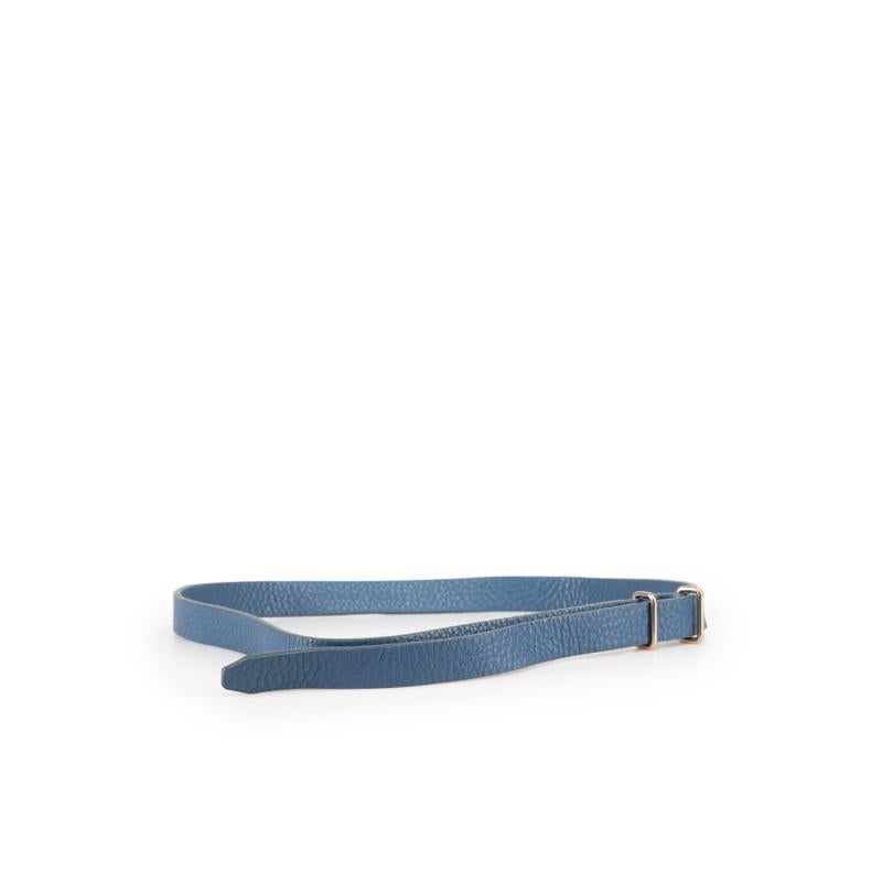 Burberry Blue Leather Skinny Belt In Excellent Condition For Sale In London, GB