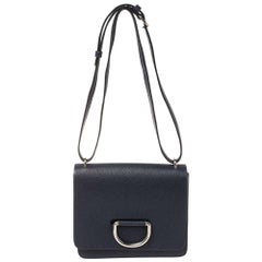 Burberry Blue Leather Small D-Ring Shoulder Bag