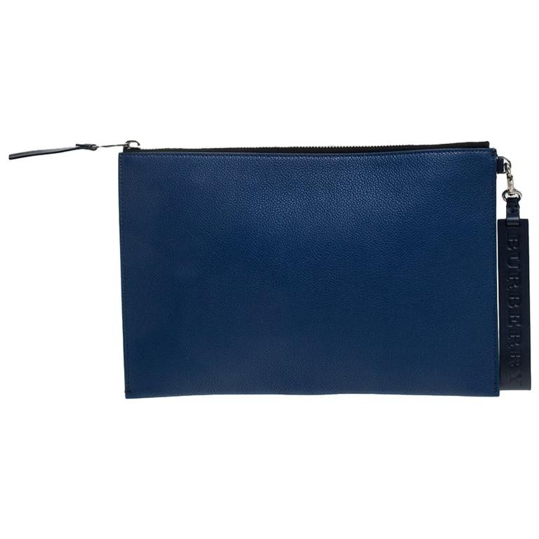 Burberry Blue Leather Wristlet Pouch For Sale at 1stDibs burberry