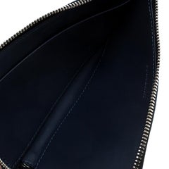 Burberry Blue Leather Zip Around Wallet