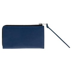 Burberry Blue Leather Zip Around Wallet