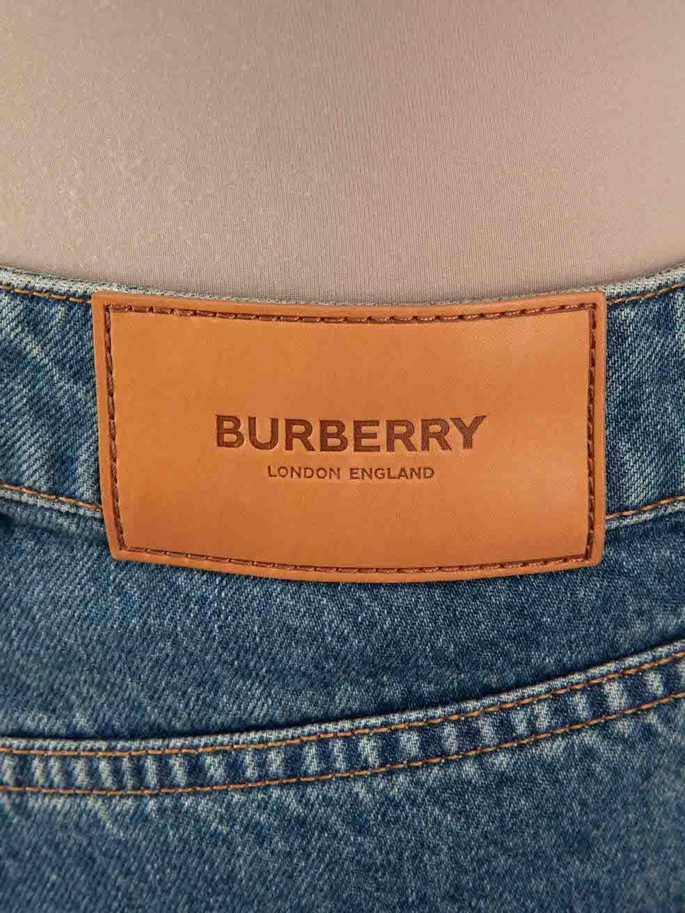 Burberry Blue Logo Patch Straight Fit Jeans Size M For Sale at 1stDibs