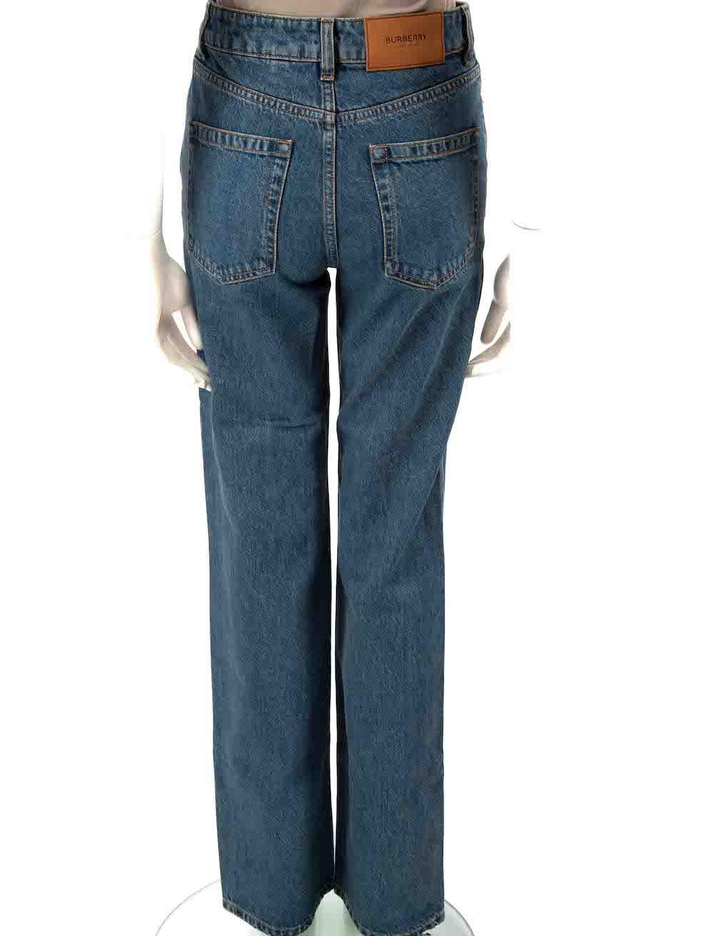 Burberry Blue Logo Patch Straight Fit Jeans Size S In New Condition In London, GB