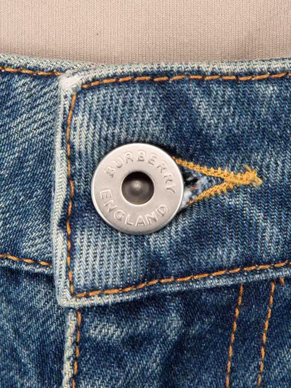 Women's Burberry Blue Logo Patch Straight Fit Jeans Size S