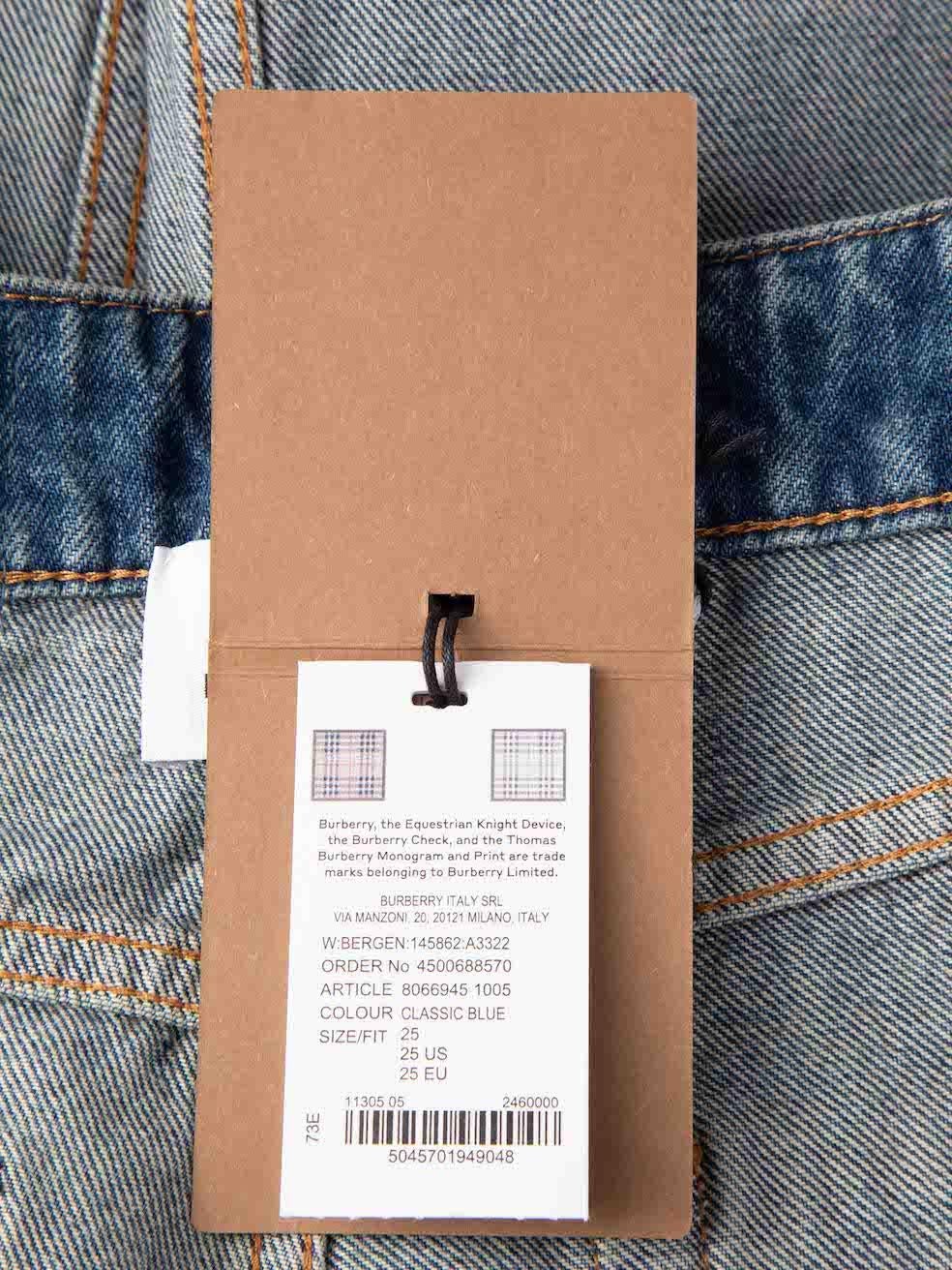 Burberry Blue Logo Patch Straight Fit Jeans Size S 2