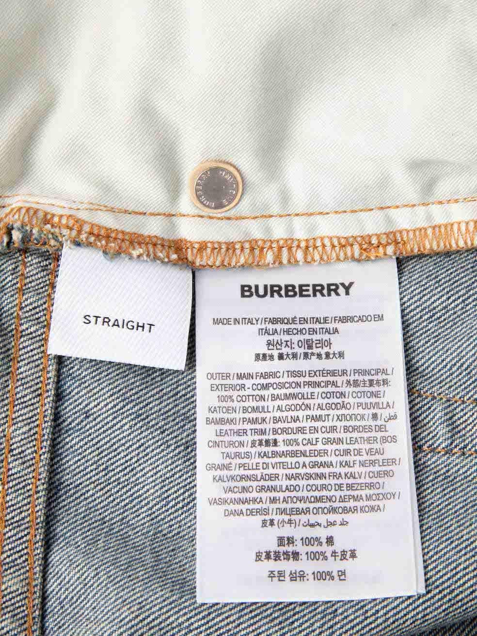 Burberry Blue Logo Patch Straight Fit Jeans Size S 3