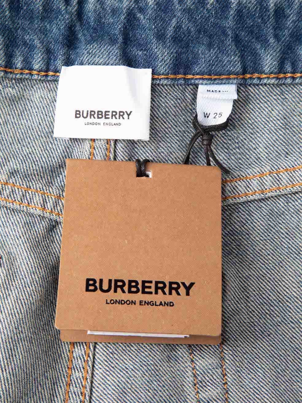 Burberry Blue Logo Patch Straight Fit Jeans Size S 4