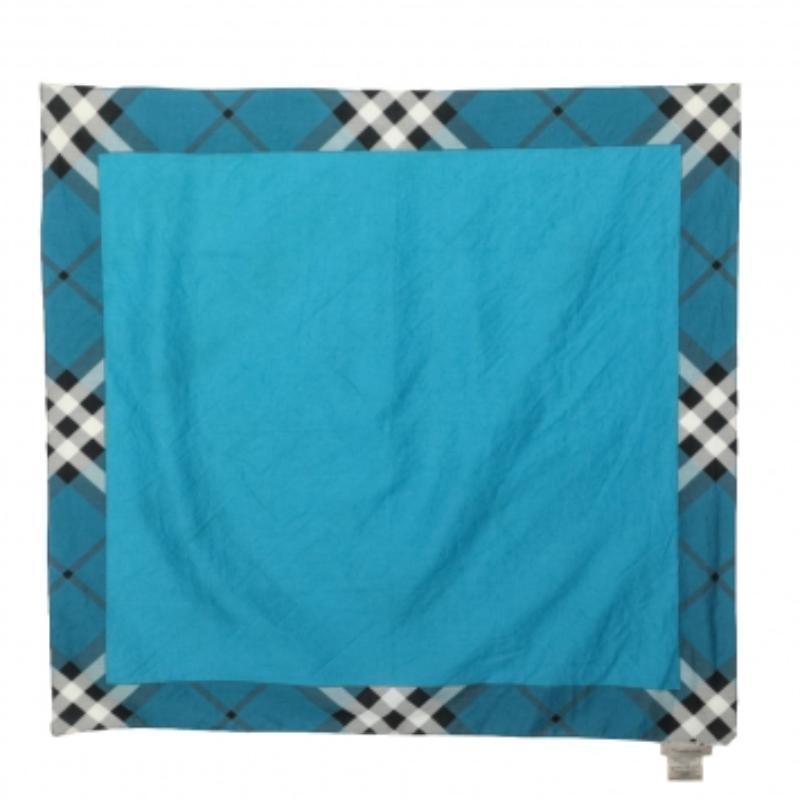 Women's Burberry Blue Nova Check Bordered Cotton Handkerchief For Sale