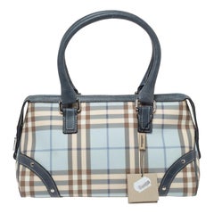 Burberry Blue Nova Check PVC and Leather Zip Satchel