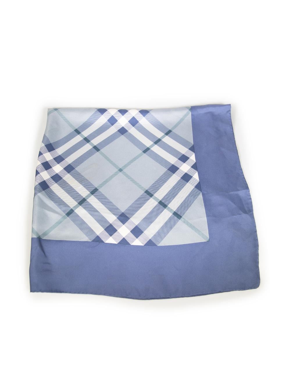 Gray Burberry Blue Nova Check Square Scarf For Sale