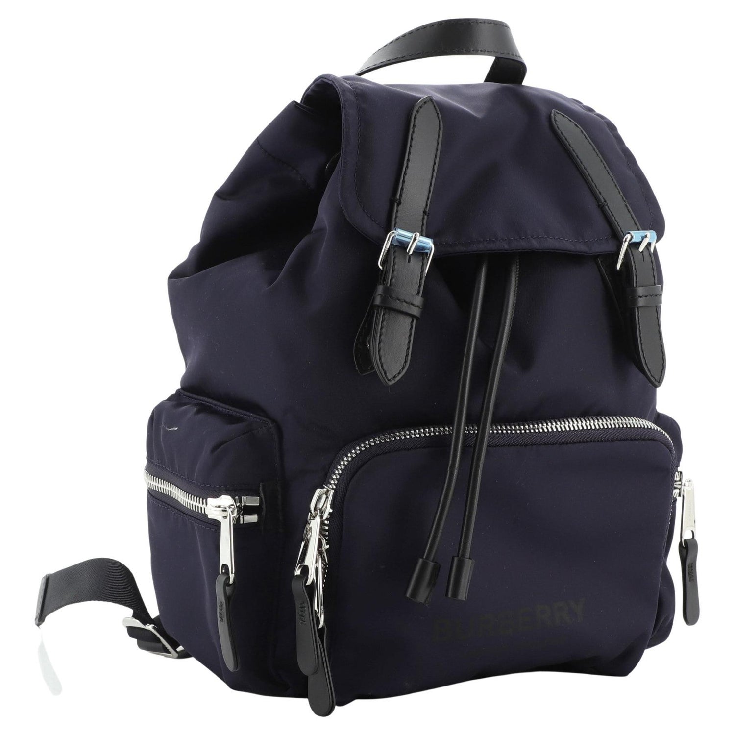 Burberry Blue Nylon Leather Rucksack Medium Backpack For Sale at 1stDibs