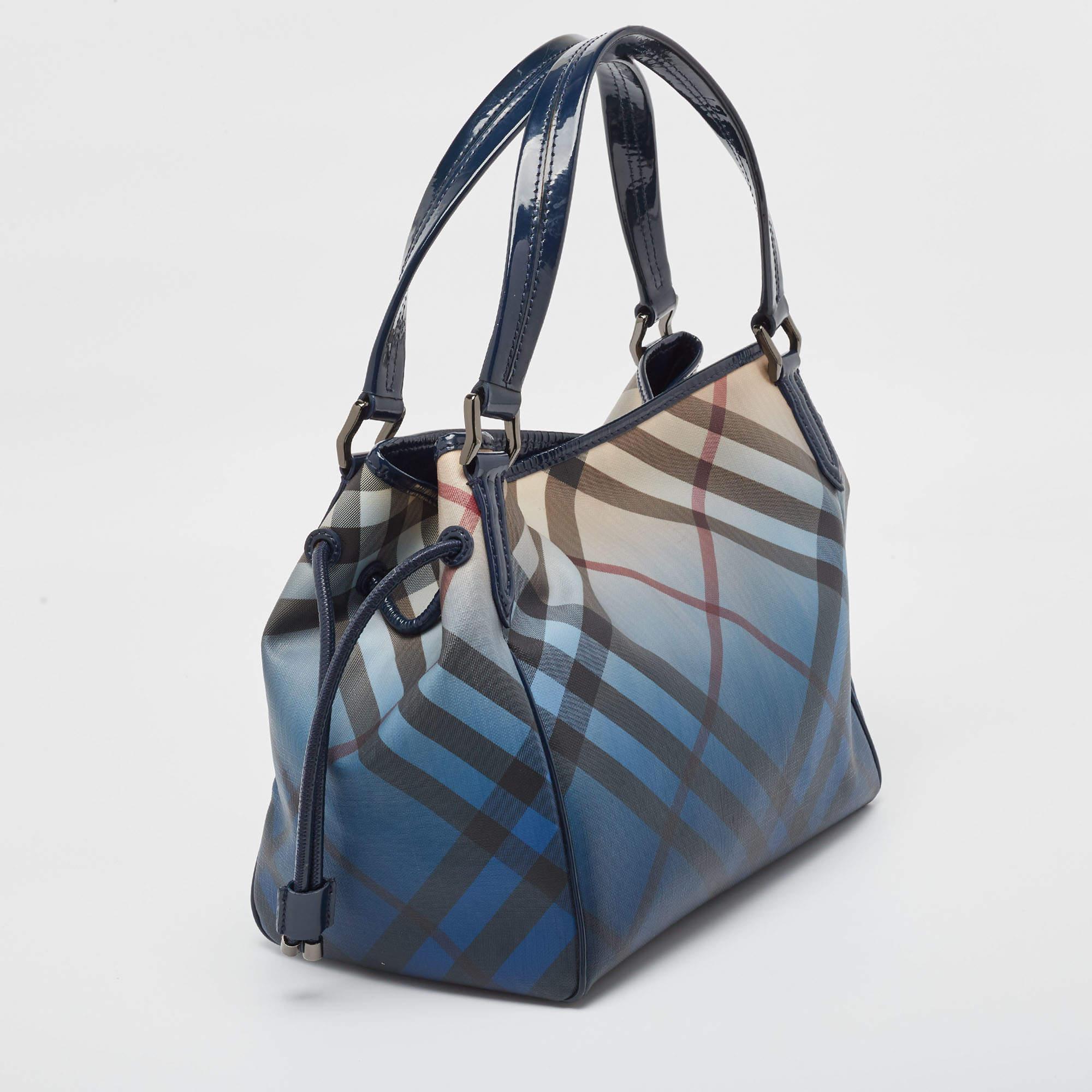 Burberry Blue Ombre Supernova Check PVC Bilmore Tote In Excellent Condition In Dubai, Al Qouz 2