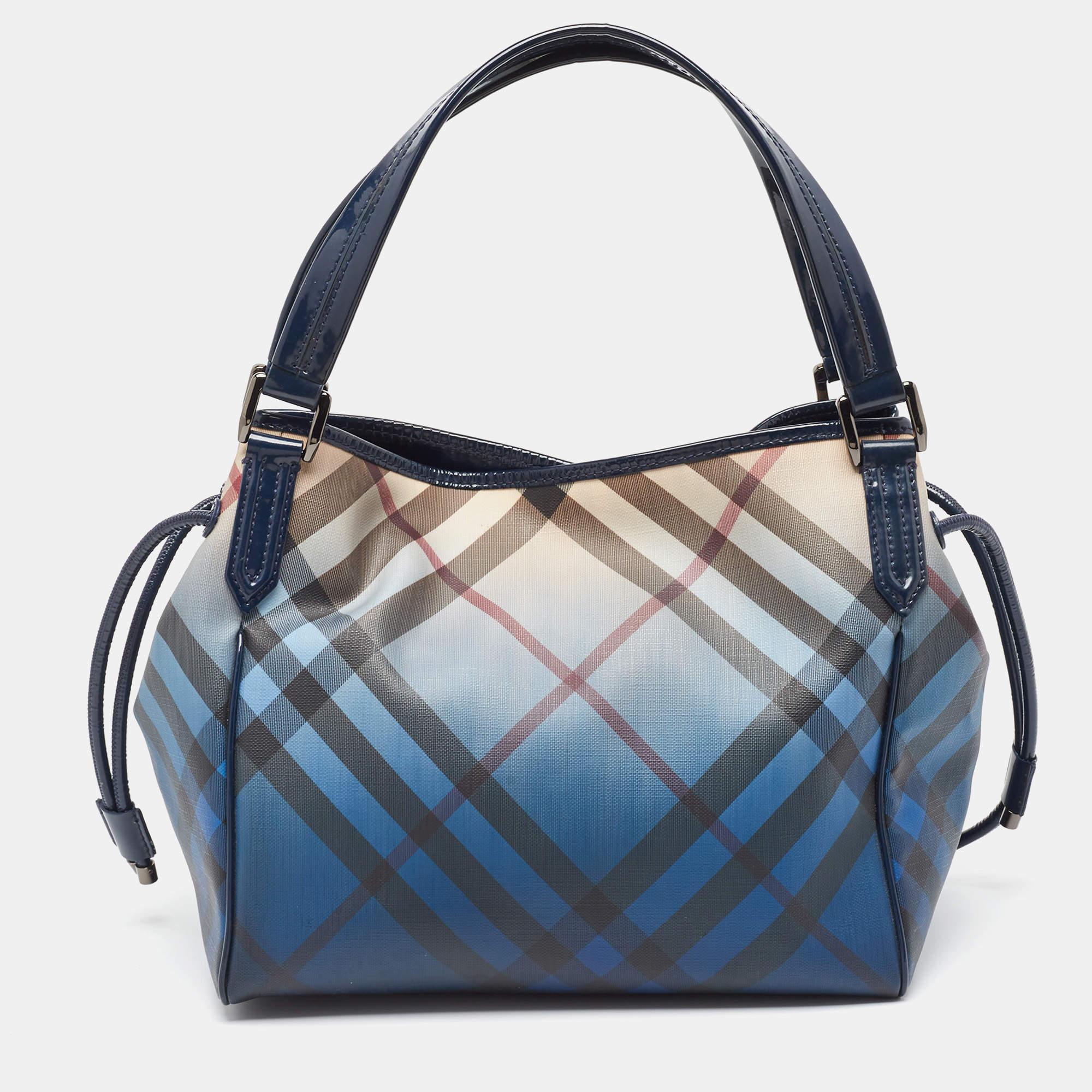 Women's Burberry Blue Ombre Supernova Check PVC Bilmore Tote