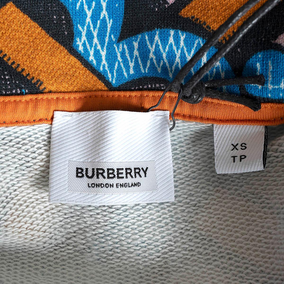 BURBERRY blue & orange cotton 2020 TB MONOGRAM Hoodie Sweater XS For Sale 1