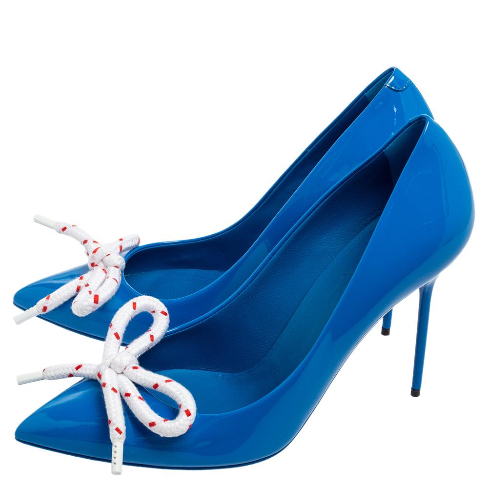Burberry Blue Patent Leather Finsbury Pumps Size 40 1