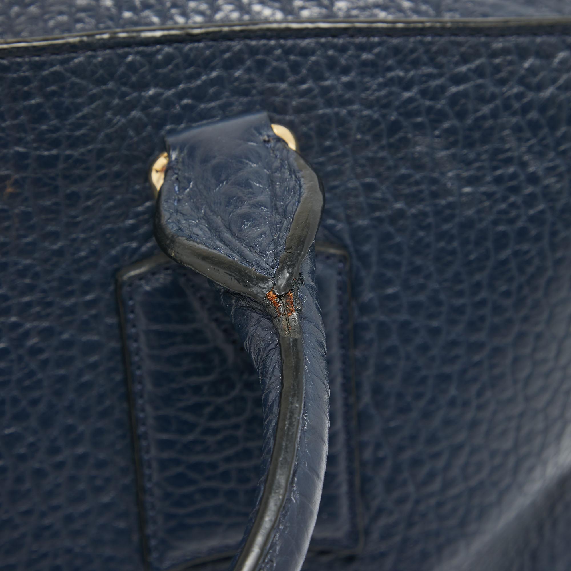 Burberry Blue Pebbled Leather Clifton Satchel 5
