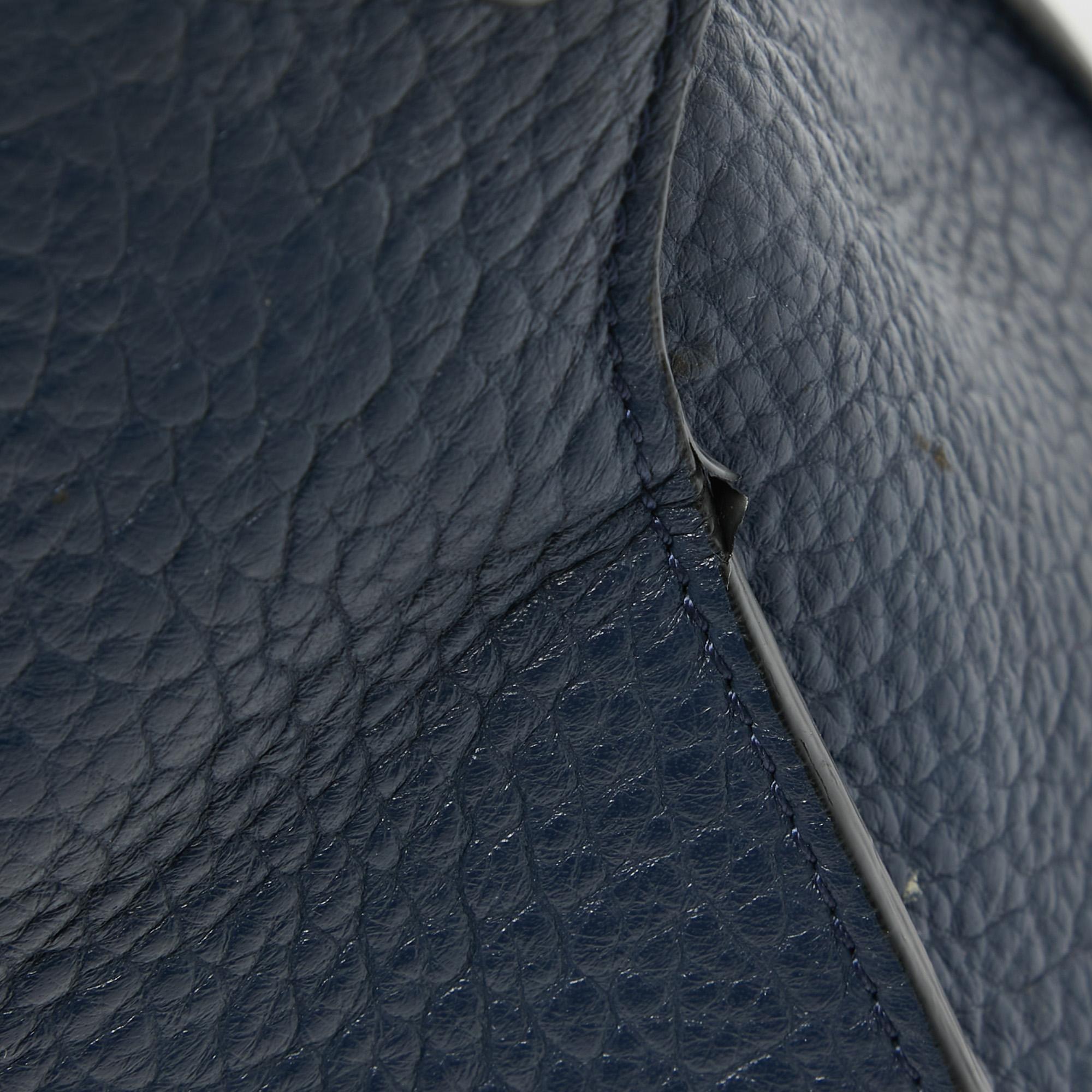 Burberry Blue Pebbled Leather Clifton Satchel 1
