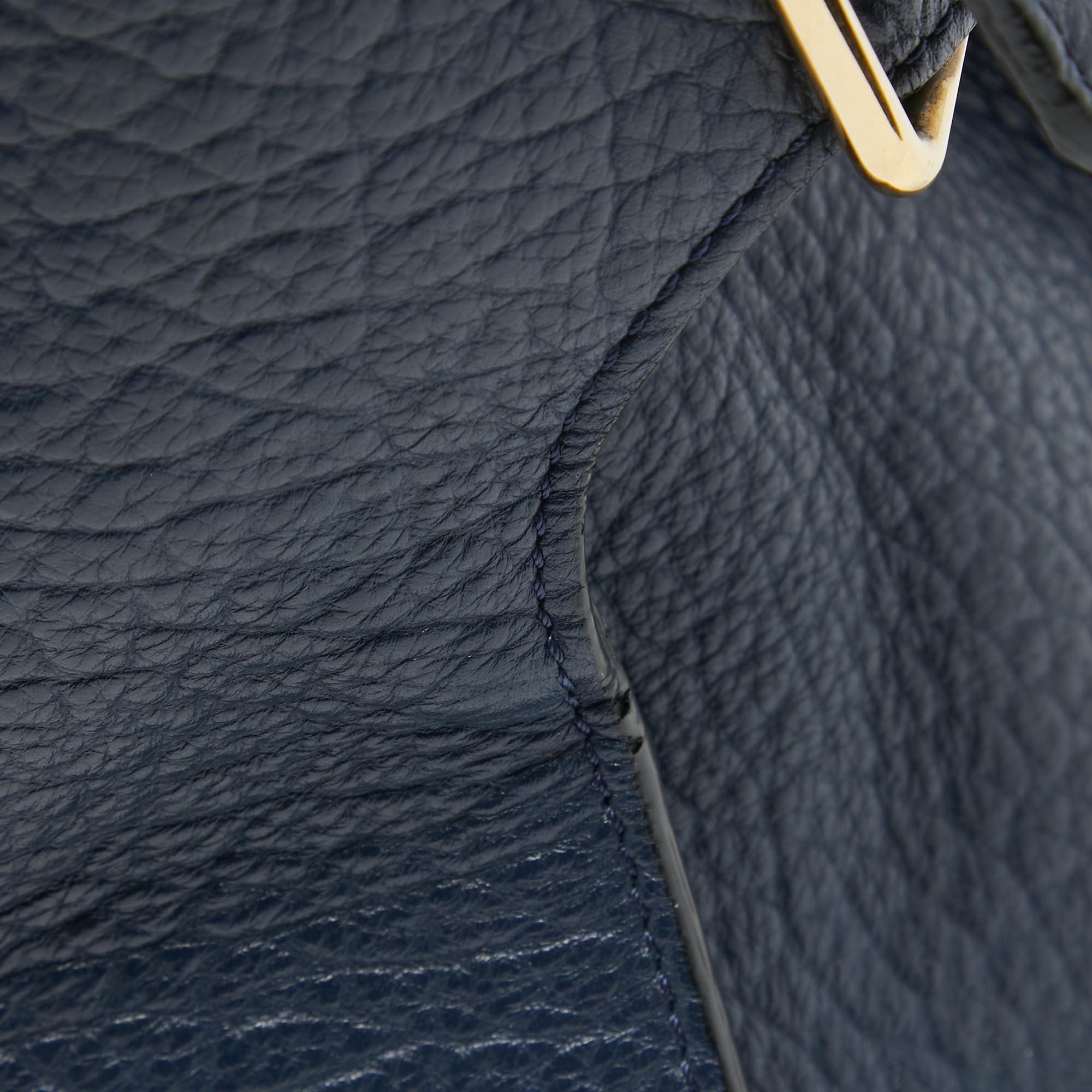 Burberry Blue Pebbled Leather Clifton Satchel 4