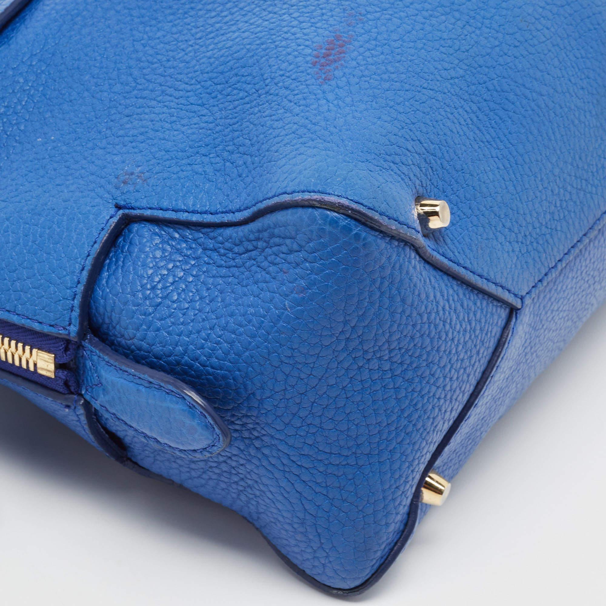 Burberry Blue Pebbled Leather Yorke Satchel For Sale 3