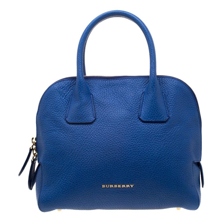 Burberry Blue Pebbled Leather Yorke Satchel For Sale at 1stDibs