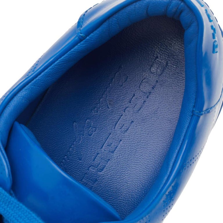 Burberry Blue Perforated Leather Albert Low Top Sneakers. Burberry Blue Perforated Leather Albert Low Top Sneakers  main image 2